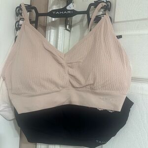 Tahari Women's Pink and Black Bralette Set